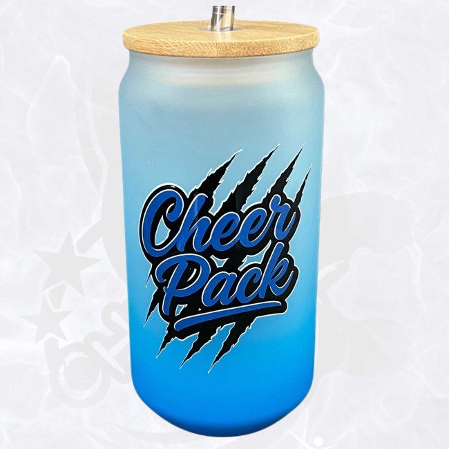 Glas 18oz transulent blau - Cheer Pack Design Kralle